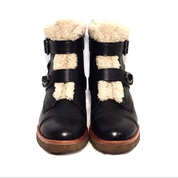 Coach Preston Leather Bootie with Shearling Trim - Picture 2 of 4